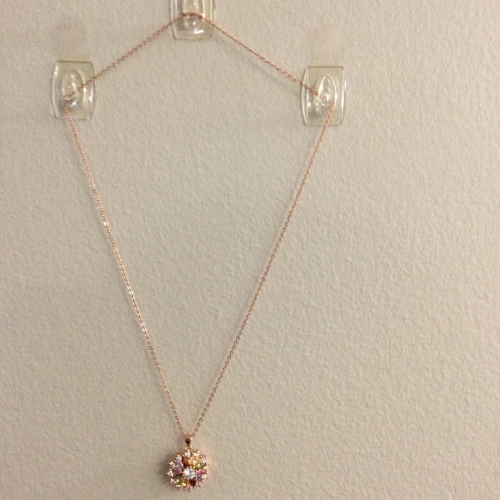 Swarovski Necklace 20 in rose gold tone chain with multicoloured pendant